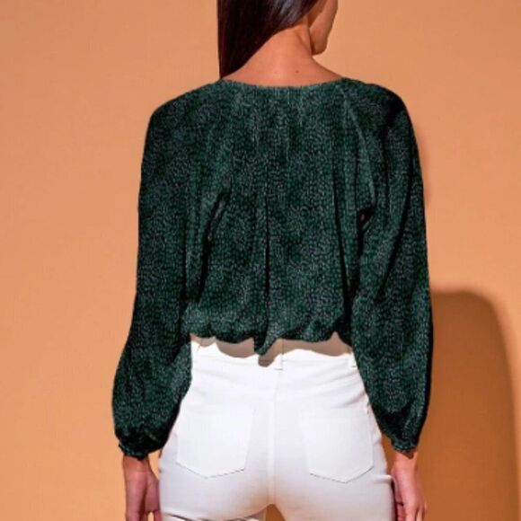 Tucker The Classic Blouse Emerald Spots in Silk Crepe de Chine - Picture 2 of 10